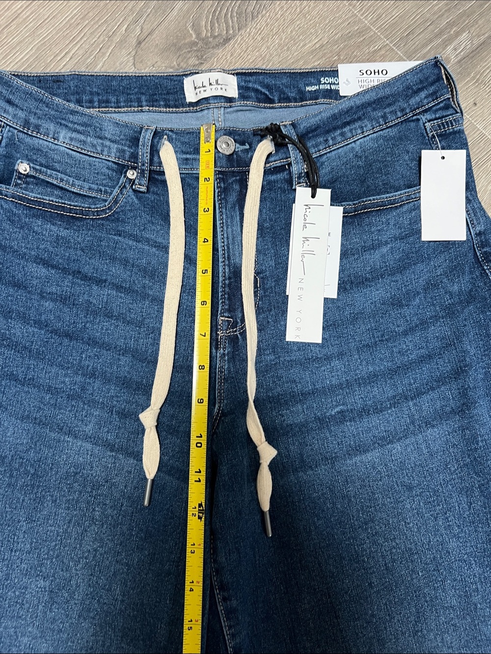 Nicole Miller Soho High Rise Wide Leg Cropped Cuffed Jeans Size 10 - Picture 4 of 14